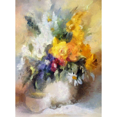 Soft Bouquet I Black Modern Wood Framed Art Print with Double Matting by Bolokofsky, Ronald