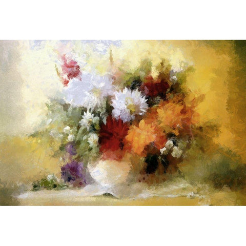 Warm Bouquet I Black Modern Wood Framed Art Print with Double Matting by Bolokofsky, Ronald