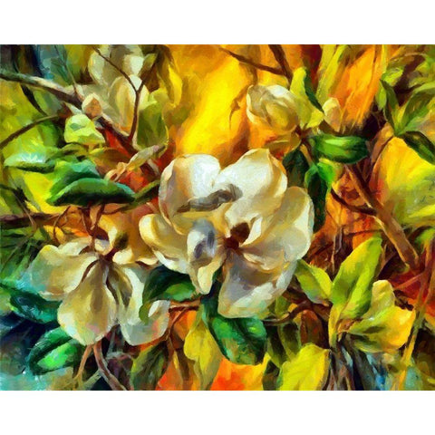 Magnolia Garden I White Modern Wood Framed Art Print by Bolokofsky, Ronald