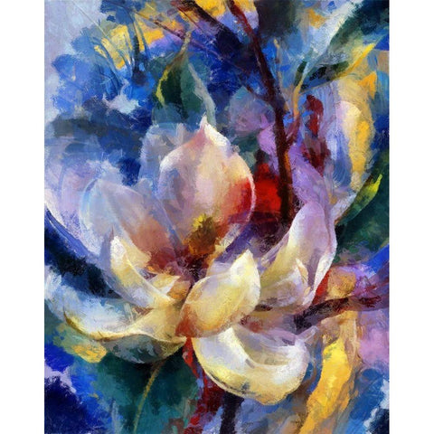 Magnolia Garden II White Modern Wood Framed Art Print by Bolokofsky, Ronald