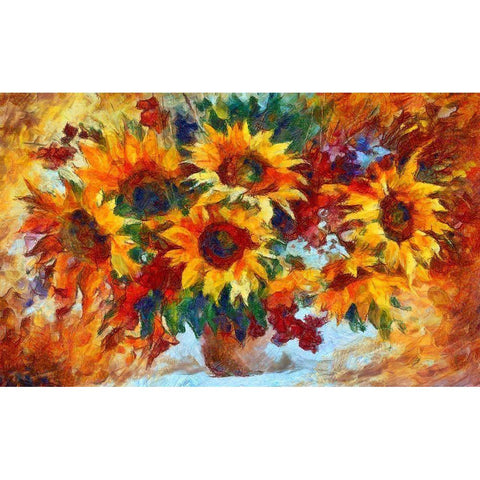 Sunny Sunflowers White Modern Wood Framed Art Print by Bolokofsky, Ronald