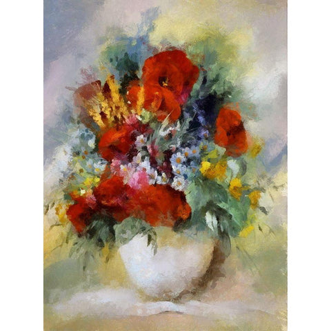 Summer Bouquet III Black Modern Wood Framed Art Print with Double Matting by Bolokofsky, Ronald