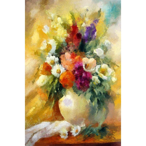 Flowers For My Sweetheart White Modern Wood Framed Art Print by Bolokofsky, Ronald