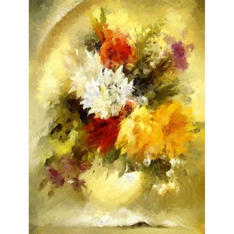 Golden Bouquet II White Modern Wood Framed Art Print by Bolokofsky, Ronald