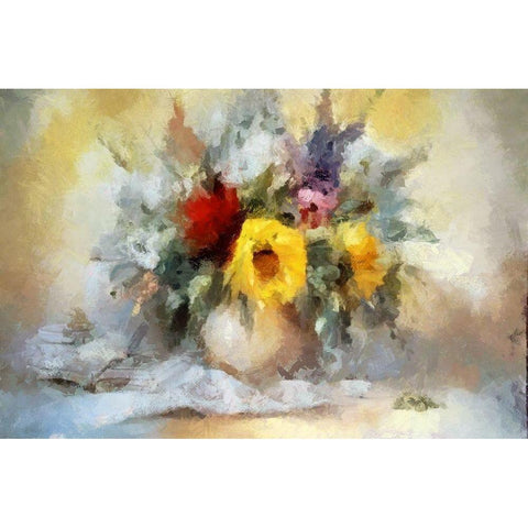 Fresh Bouquet I White Modern Wood Framed Art Print by Bolokofsky, Ronald