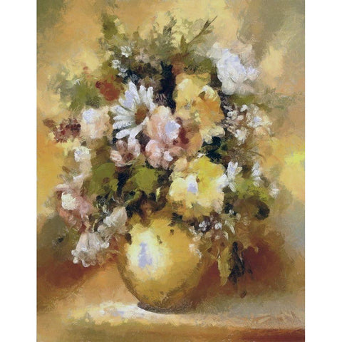 Golden Bouquet III Black Modern Wood Framed Art Print by Bolokofsky, Ronald