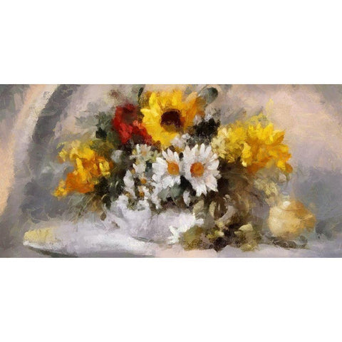 Fresh Bouquet II White Modern Wood Framed Art Print by Bolokofsky, Ronald