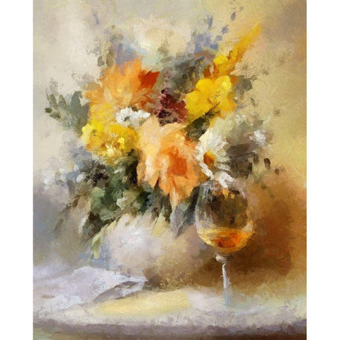 Lovely Bouquets Black Modern Wood Framed Art Print with Double Matting by Bolokofsky, Ronald