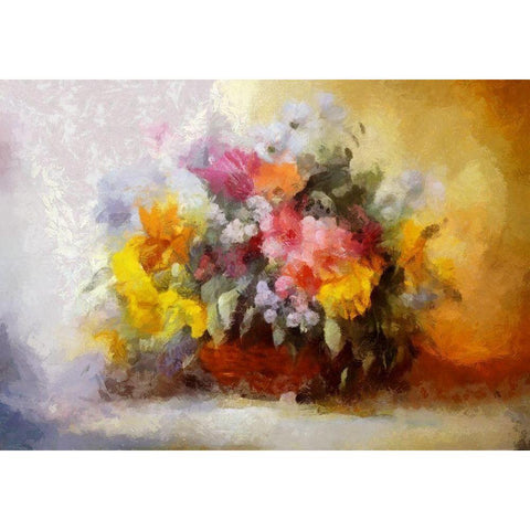 Basket of Flowers III Black Modern Wood Framed Art Print with Double Matting by Bolokofsky, Ronald