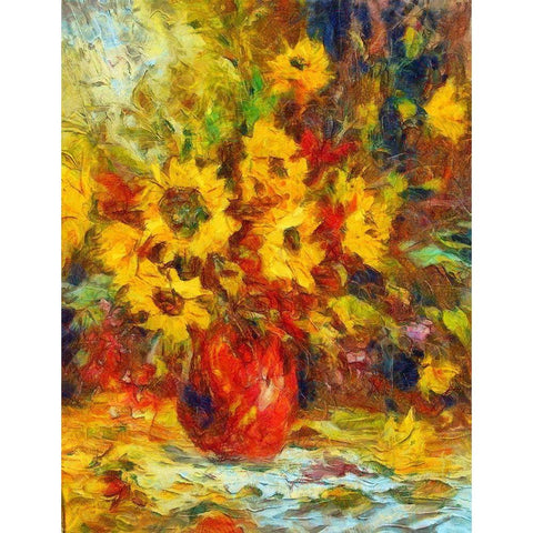 Sunflower Bouquet Black Modern Wood Framed Art Print with Double Matting by Bolokofsky, Ronald