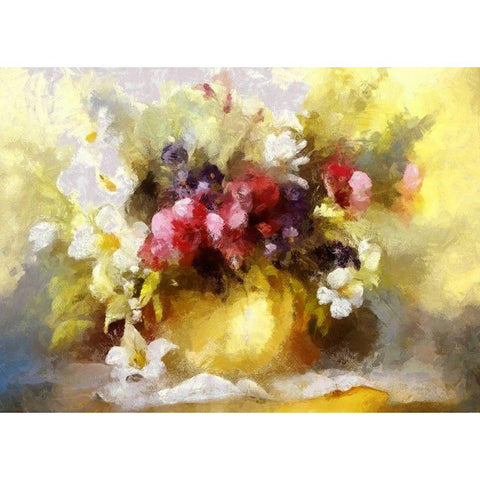 Golden Bouquet IV White Modern Wood Framed Art Print by Bolokofsky, Ronald