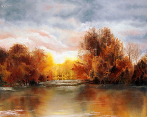 Golden Pond Black Ornate Wood Framed Art Print with Double Matting by Bolokofsky, Ronald
