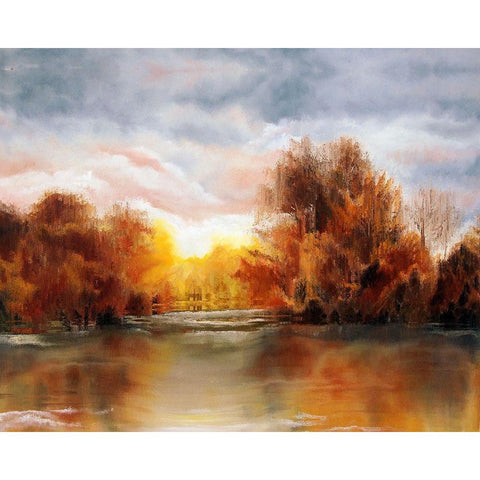 Golden Pond Black Modern Wood Framed Art Print with Double Matting by Bolokofsky, Ronald