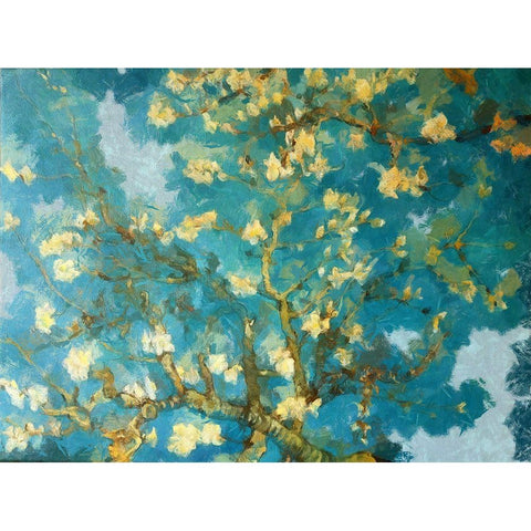 Cherry Blossoms Black Modern Wood Framed Art Print by Bolokofsky, Ronald