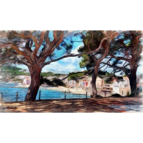 Shade Trees Black Modern Wood Framed Art Print with Double Matting by Bolokofsky, Ronald