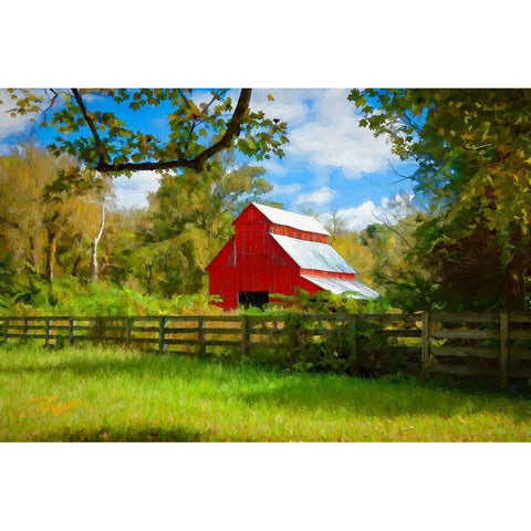 Red Barn Black Modern Wood Framed Art Print with Double Matting by Bolokofsky, Ronald