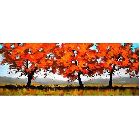 Autumn Fields White Modern Wood Framed Art Print by Bolokofsky, Ronald