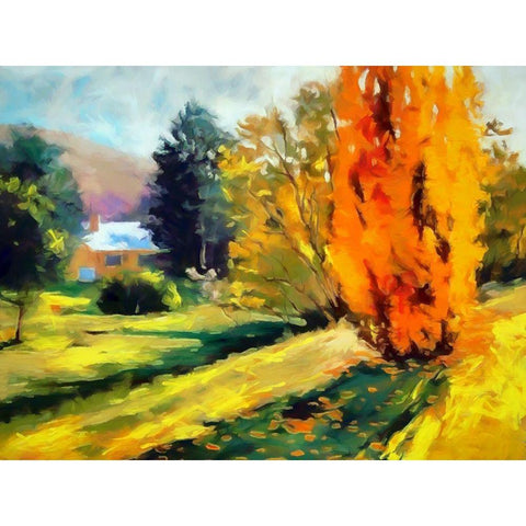 Autumn Leaves I Black Modern Wood Framed Art Print with Double Matting by Bolokofsky, Ronald