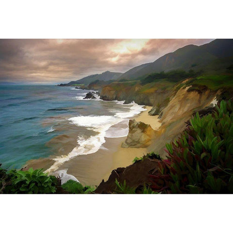 Big Sur Gold Ornate Wood Framed Art Print with Double Matting by Bolokofsky, Ronald