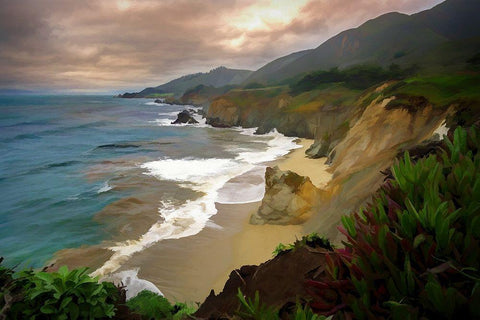 Big Sur Black Ornate Wood Framed Art Print with Double Matting by Bolokofsky, Ronald