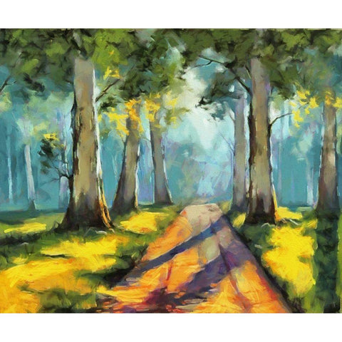 Forest Road II Gold Ornate Wood Framed Art Print with Double Matting by Bolokofsky, Ronald