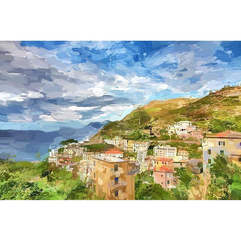 Italie Cinque Terre Black Modern Wood Framed Art Print with Double Matting by Bolokofsky, Ronald