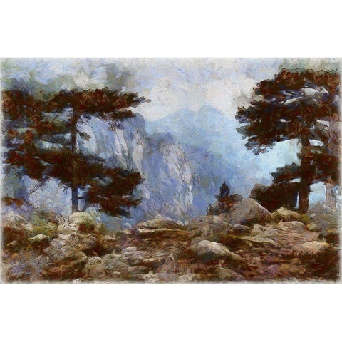 Mountain Top View. Gold Ornate Wood Framed Art Print with Double Matting by Bolokofsky, Ronald