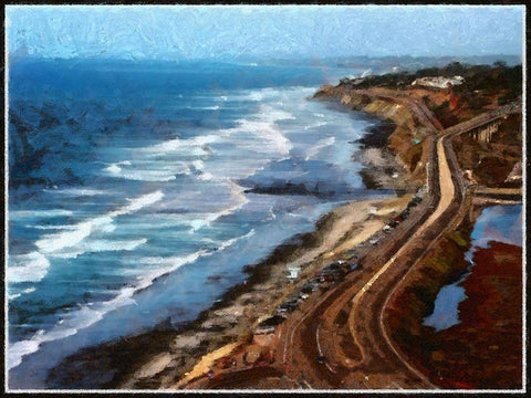 Pacific Coast Highway White Modern Wood Framed Art Print with Double Matting by Bolokofsky, Ronald