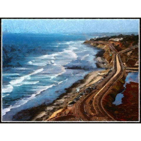 Pacific Coast Highway Black Modern Wood Framed Art Print with Double Matting by Bolokofsky, Ronald