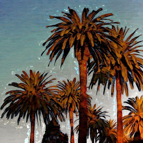 Palm Trees In Twilight II Black Ornate Wood Framed Art Print with Double Matting by Bolokofsky, Ronald