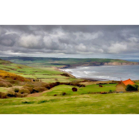 Robin Hoods Bay Gold Ornate Wood Framed Art Print with Double Matting by Bolokofsky, Ronald