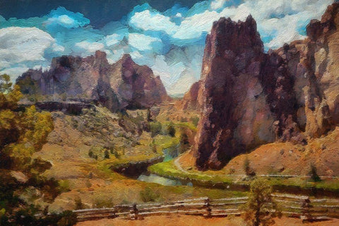 Smith Rock Oregon Black Ornate Wood Framed Art Print with Double Matting by Bolokofsky, Ronald