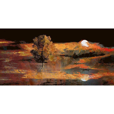 Sunset Reflections Black Modern Wood Framed Art Print with Double Matting by Bolokofsky, Ronald