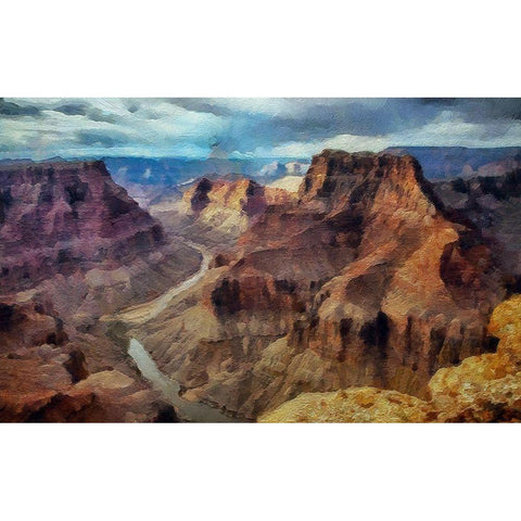 The Confluence Grand Canyon Gold Ornate Wood Framed Art Print with Double Matting by Bolokofsky, Ronald