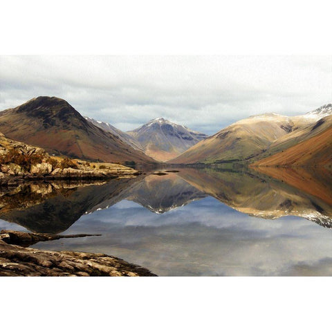 Three Peaks White Modern Wood Framed Art Print by Bolokofsky, Ronald