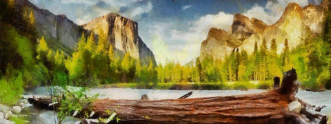 Yosemite  White Modern Wood Framed Art Print with Double Matting by Bolokofsky, Ronald