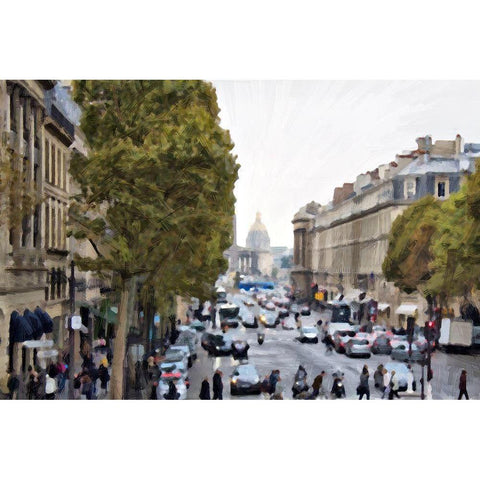 Busy Streets of Paris Black Modern Wood Framed Art Print with Double Matting by Bolokofsky, Ronald