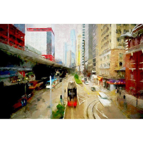 Central Hong Kong Gold Ornate Wood Framed Art Print with Double Matting by Bolokofsky, Ronald