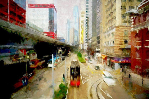 Central Hong Kong White Modern Wood Framed Art Print with Double Matting by Bolokofsky, Ronald