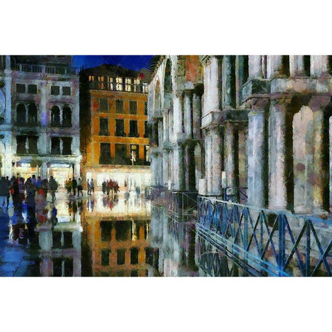 Flooding In St. Marks Square White Modern Wood Framed Art Print by Bolokofsky, Ronald