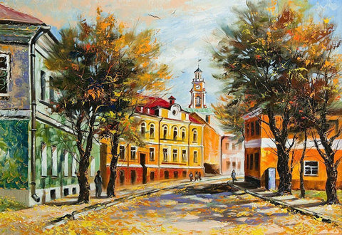 Autumn Afternoon White Modern Wood Framed Art Print with Double Matting by Bolokofsky, Ronald