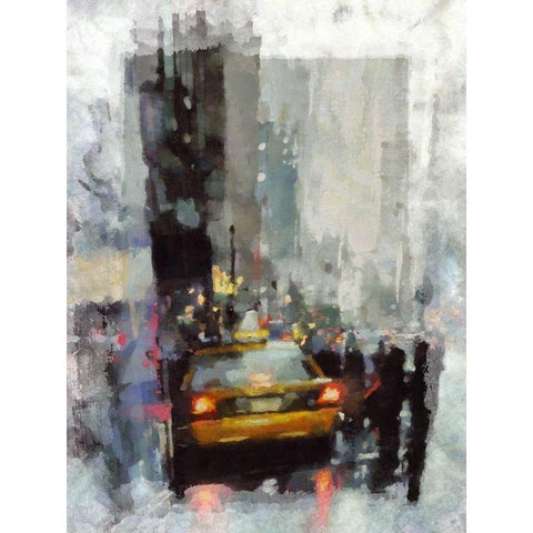 Hailing A Taxi II Black Modern Wood Framed Art Print with Double Matting by Bolokofsky, Ronald