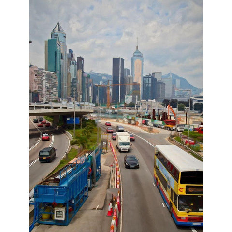 Hong Kong Traffic II White Modern Wood Framed Art Print by Bolokofsky, Ronald