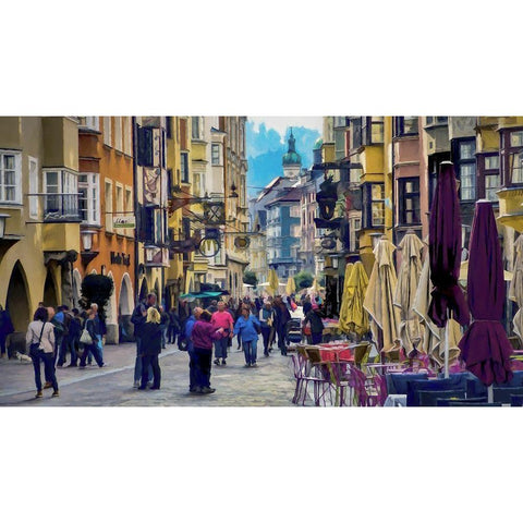 Innsbruck street Gold Ornate Wood Framed Art Print with Double Matting by Bolokofsky, Ronald