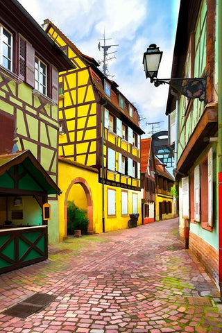 Narrow Streets of Colmar II White Modern Wood Framed Art Print with Double Matting by Bolokofsky, Ronald