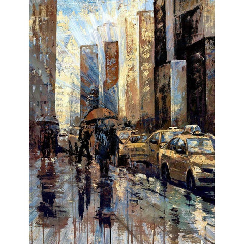 New York Taxis II White Modern Wood Framed Art Print by Bolokofsky, Ronald