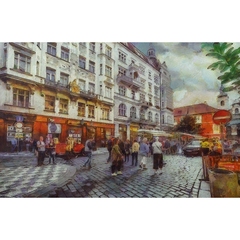 Prague On the Go I White Modern Wood Framed Art Print by Bolokofsky, Ronald