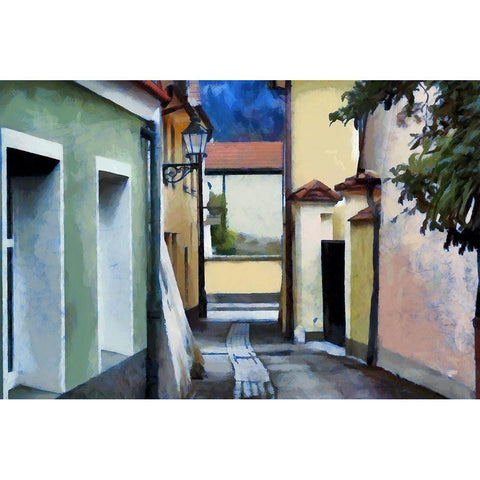 Narrow Street White Modern Wood Framed Art Print by Bolokofsky, Ronald