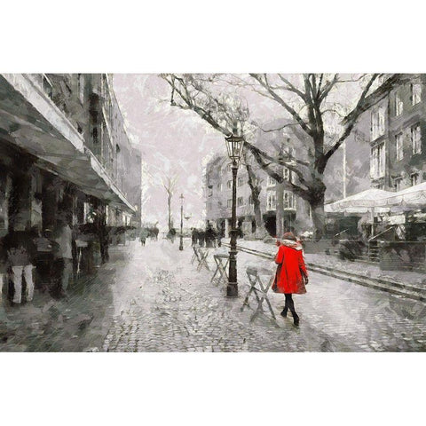 Red Coat II Black Modern Wood Framed Art Print with Double Matting by Bolokofsky, Ronald