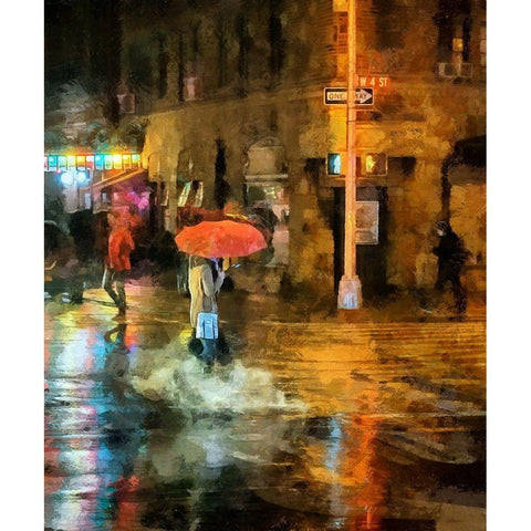 Red Umbrella White Modern Wood Framed Art Print by Bolokofsky, Ronald